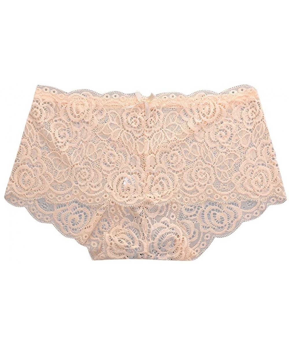 Panties Sexy Lingerie Lace Boyshort Panties Brief Women Cotton Underpant Sleepwear Underwear M-XL - Brown - CK195H3Q52T