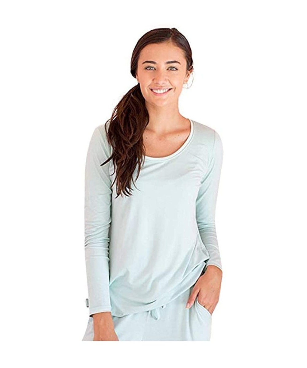 Tops Dreamwear Bamboo Long Sleeve Shirt - Aqua Mist - C0193GOAKI4