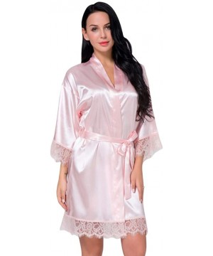 Robes Womens Pure Short Silky Robes Bridesmaid Bride Party Lace Satin Lingerie Robes Sleepwear - CE190HQSDU7