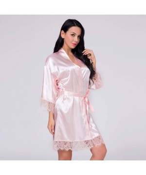 Robes Womens Pure Short Silky Robes Bridesmaid Bride Party Lace Satin Lingerie Robes Sleepwear - CE190HQSDU7