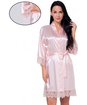 Robes Womens Pure Short Silky Robes Bridesmaid Bride Party Lace Satin Lingerie Robes Sleepwear - CE190HQSDU7