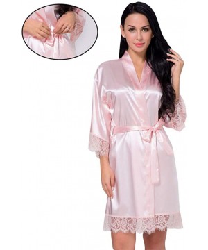 Robes Womens Pure Short Silky Robes Bridesmaid Bride Party Lace Satin Lingerie Robes Sleepwear - CE190HQSDU7