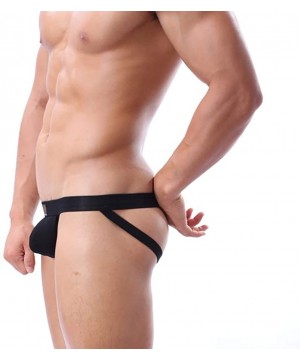 G-Strings & Thongs Men's 3-Pack Cotton Jock Strap Thong Underwear - Black(3-pack) - CZ18Y5DKORU