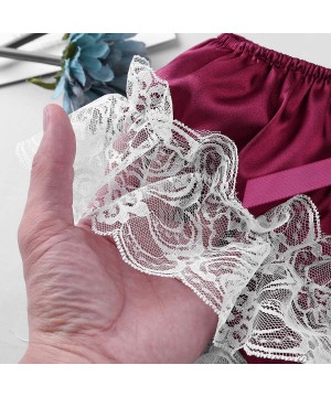 Briefs Sissy Panties Men Satin Lace Frilly Ruffled Bikini Briefs Crossdress Lingerie Pajamas Sleepwear - Wine Red - CD1944TO0XM