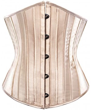 Bustiers & Corsets Classic Satin Steel Boned Underbust Waist Cincher Boned Corset Bustier - Beige - CX19CZNM9D9