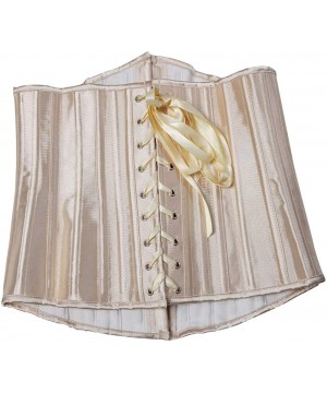 Bustiers & Corsets Classic Satin Steel Boned Underbust Waist Cincher Boned Corset Bustier - Beige - CX19CZNM9D9