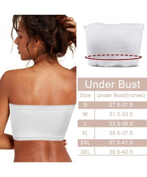 Bras Women's Bandeau Bra Seamless Tube Top Bra with Removable Pads 1-3 Pack - 2 Pack Grey&white Lace - CU18UW2T92O