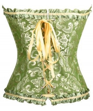 Bustiers & Corsets Women's Sexy Corset Bustier Satin Brocade Overbust Bodyshaper Top - Green - CQ18UQ9QT3Z