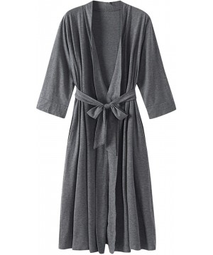 Robes Women's Robes Long Kimono Bathrobe V Neck Soft Lightweight Loungwear Ladies Sleepwear - Dark Grey - CP198NCXSZU