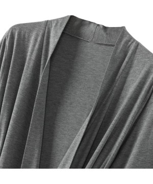 Robes Women's Robes Long Kimono Bathrobe V Neck Soft Lightweight Loungwear Ladies Sleepwear - Dark Grey - CP198NCXSZU