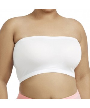 Bras Women's Strapless Bra Cropped Seamless Tube Top Stretch Sport Bandeau - White - C618009IU24