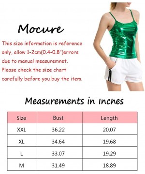 Camisoles & Tanks Women's Shiny Metallic Camisole Liquid Wet Look Crop Top Tank Tops for Party Rave - Green - CT18LQ898AL