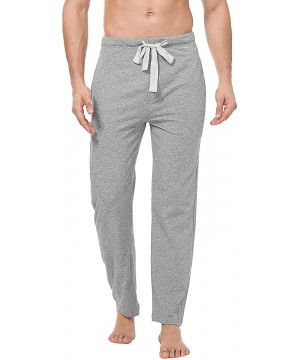 Sleep Bottoms Men's Comfy Jersey Soft Cotton Knit Pajama Long John Lounge Sleep Pant in 1/2 Pack - Heather Gray - C918992NLAK