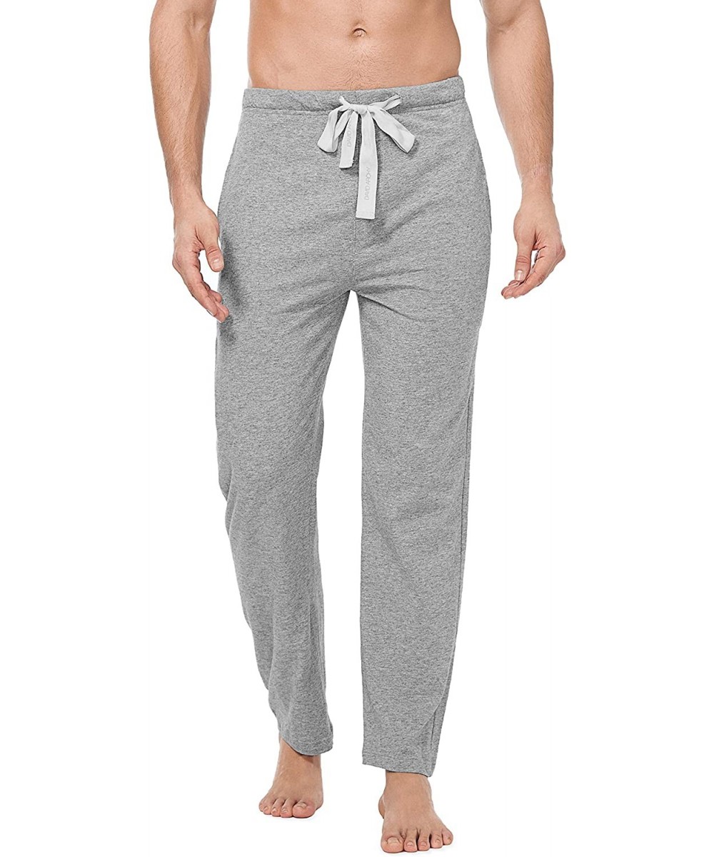 Sleep Bottoms Men's Comfy Jersey Soft Cotton Knit Pajama Long John Lounge Sleep Pant in 1/2 Pack - Heather Gray - C918992NLAK