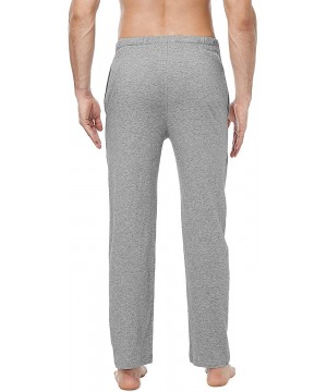 Sleep Bottoms Men's Comfy Jersey Soft Cotton Knit Pajama Long John Lounge Sleep Pant in 1/2 Pack - Heather Gray - C918992NLAK