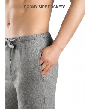 Sleep Bottoms Men's Comfy Jersey Soft Cotton Knit Pajama Long John Lounge Sleep Pant in 1/2 Pack - Heather Gray - C918992NLAK