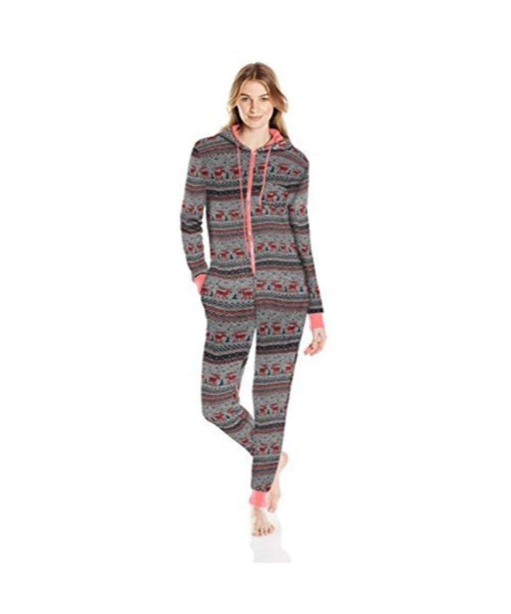 Onesies Women's Printed Sweater Fleece Onesie - Spice/Oatmeal - CB12N27R9Z0