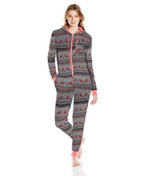 Onesies Women's Printed Sweater Fleece Onesie - Spice/Oatmeal - CB12N27R9Z0