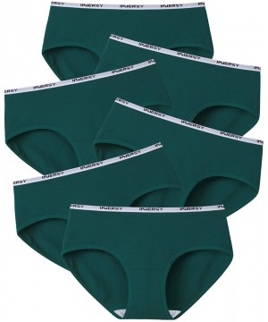 Panties Women's Briefs Panties Low Rise Cotton Hipster Underwear Pack of 6 - 6 Green - CV18Y0KMIE4