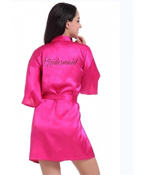 Robes Women Satin Silk Robes Gown Wedding Bride Robe Bridesmaid Bridal Robe - Royal Blue Bride - CK19C953MZW