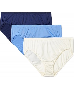 Panties Women's Microfiber Hi Cut Brief Panty- 3 Pack - Navy/Noir Cream/Ultramarine - CR180L59CL6