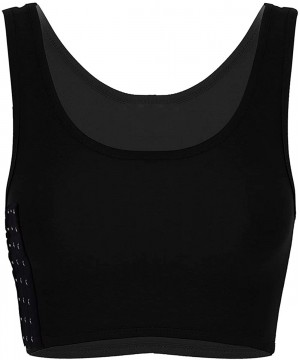 Bustiers & Corsets Women Tomboy Lesbian Elastic Band Colors Chest Binder Tank Top - Black - CM18Q97HYZY