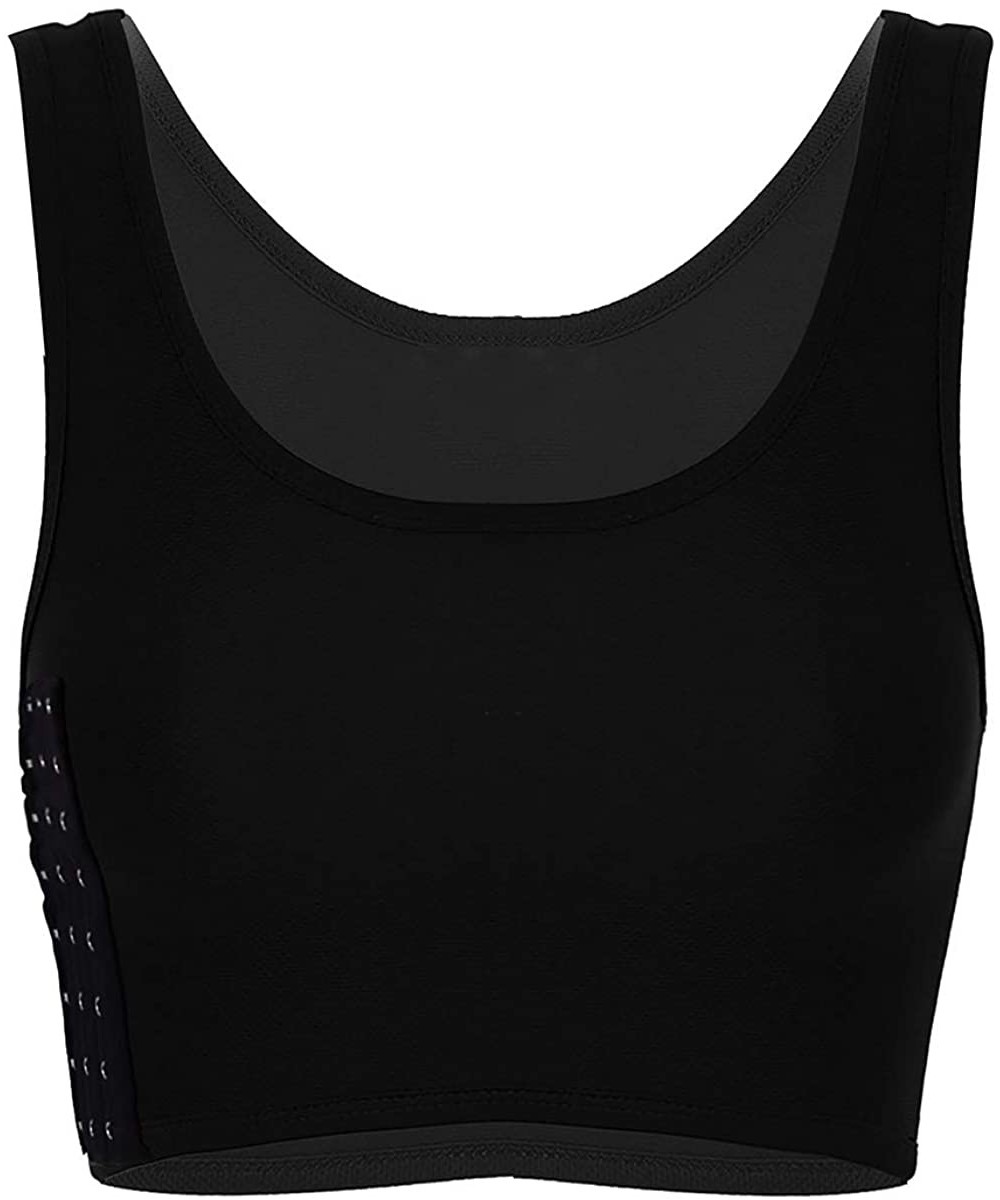 Bustiers & Corsets Women Tomboy Lesbian Elastic Band Colors Chest Binder Tank Top - Black - CM18Q97HYZY