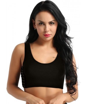 Bustiers & Corsets Women Tomboy Lesbian Elastic Band Colors Chest Binder Tank Top - Black - CM18Q97HYZY