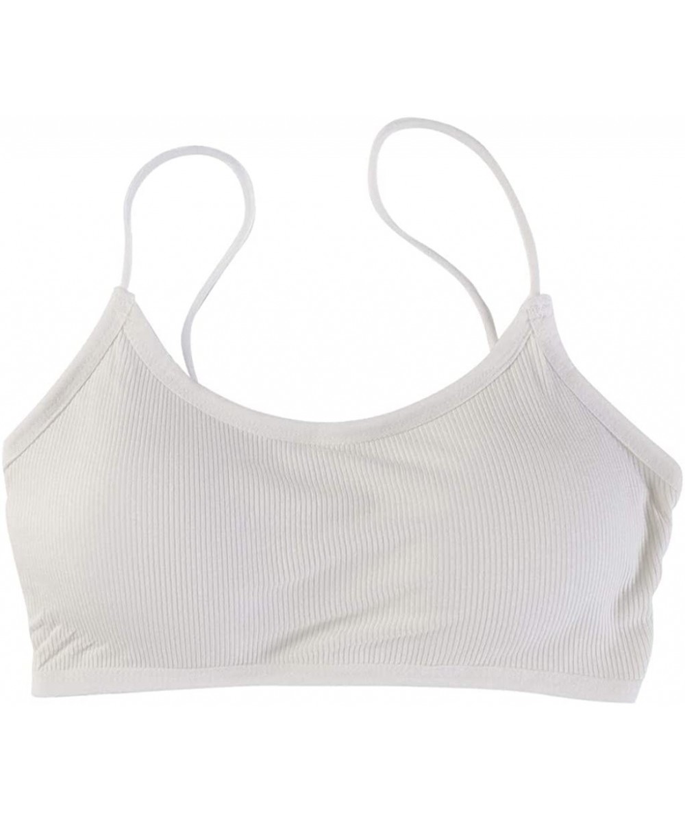 Bras Women Sexy Bra Sexy Lingerie Ribbon Chest Pad Camisole Bras Underwear - White - CW197ZKTDDE