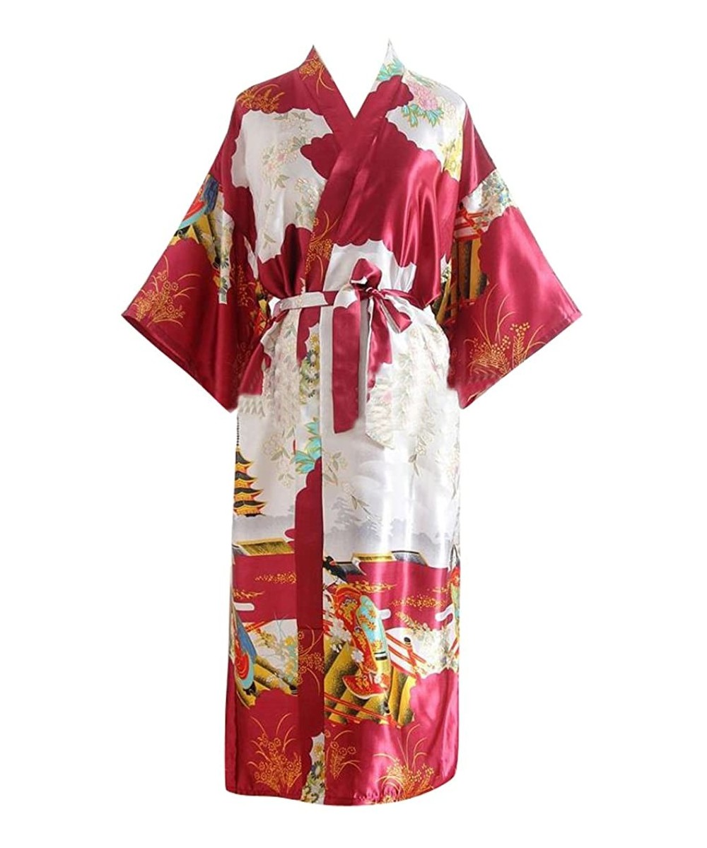 Robes Peacock Kimono Satin Bathrobe Sleepwear Nightgown Long Robe - 4 - CV18DNOLOW3