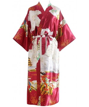 Robes Peacock Kimono Satin Bathrobe Sleepwear Nightgown Long Robe - 4 - CV18DNOLOW3