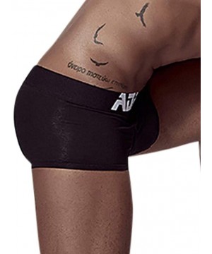 Briefs Men's Briefs-Letter Print Home Pure Color Soft Sexy Knickers Bulge Pouch Underpants Enhance Pants - Black - CX1925OLTGH