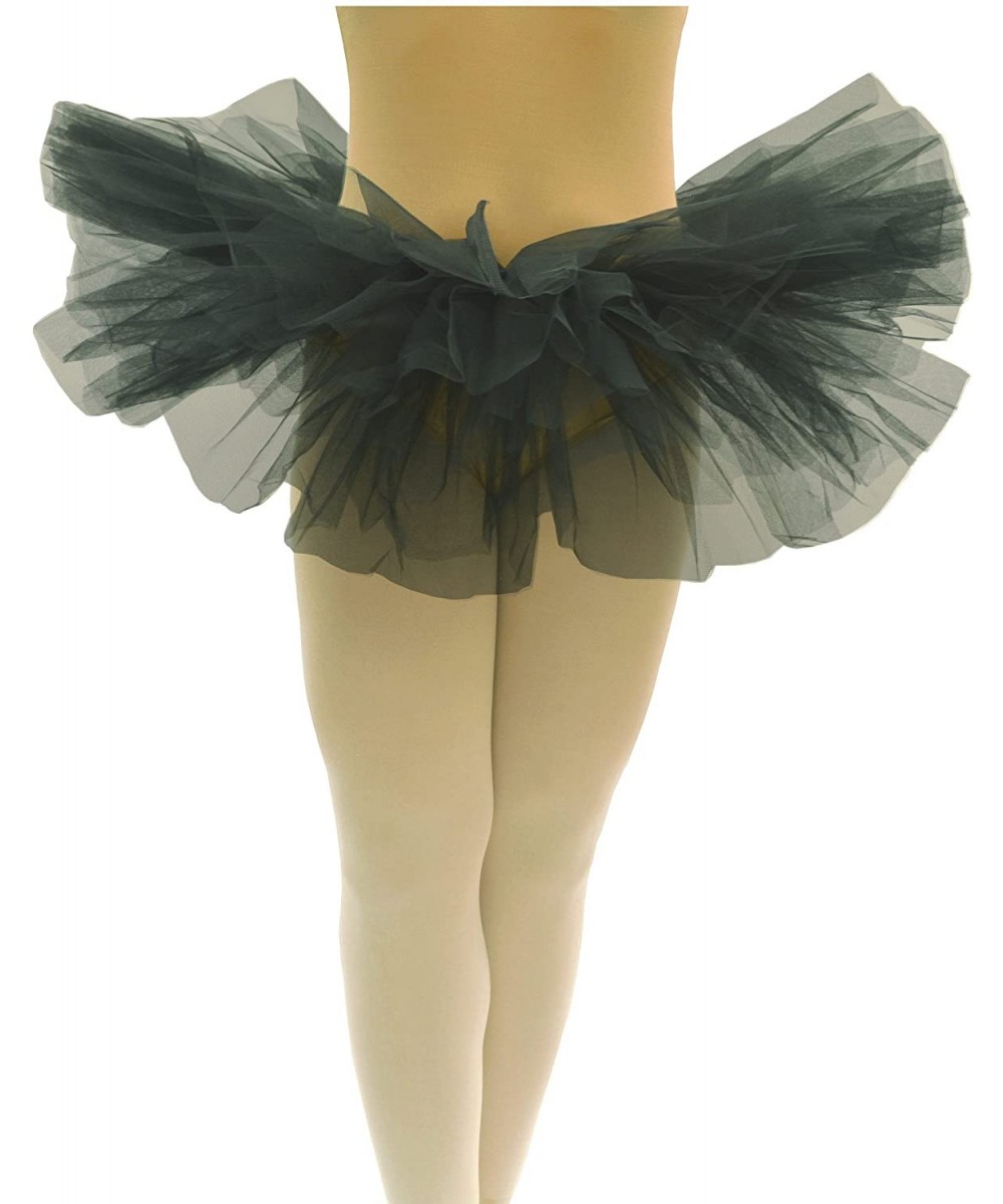 Slips Classic Adult Tutus 3- 5 Layered Tulle Tutu Skirt for Women & Girls - Black 5 Layers - CI129BKNQRP