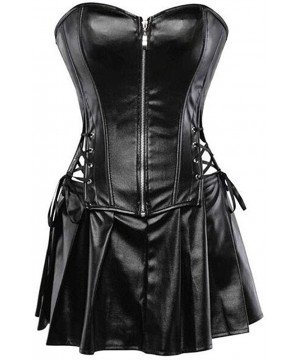 Bustiers & Corsets Womens Faux Leather Corset Sexy Overbust Plus Size Burlesque Corset Lingerie Bustier Steampunk Corset with...