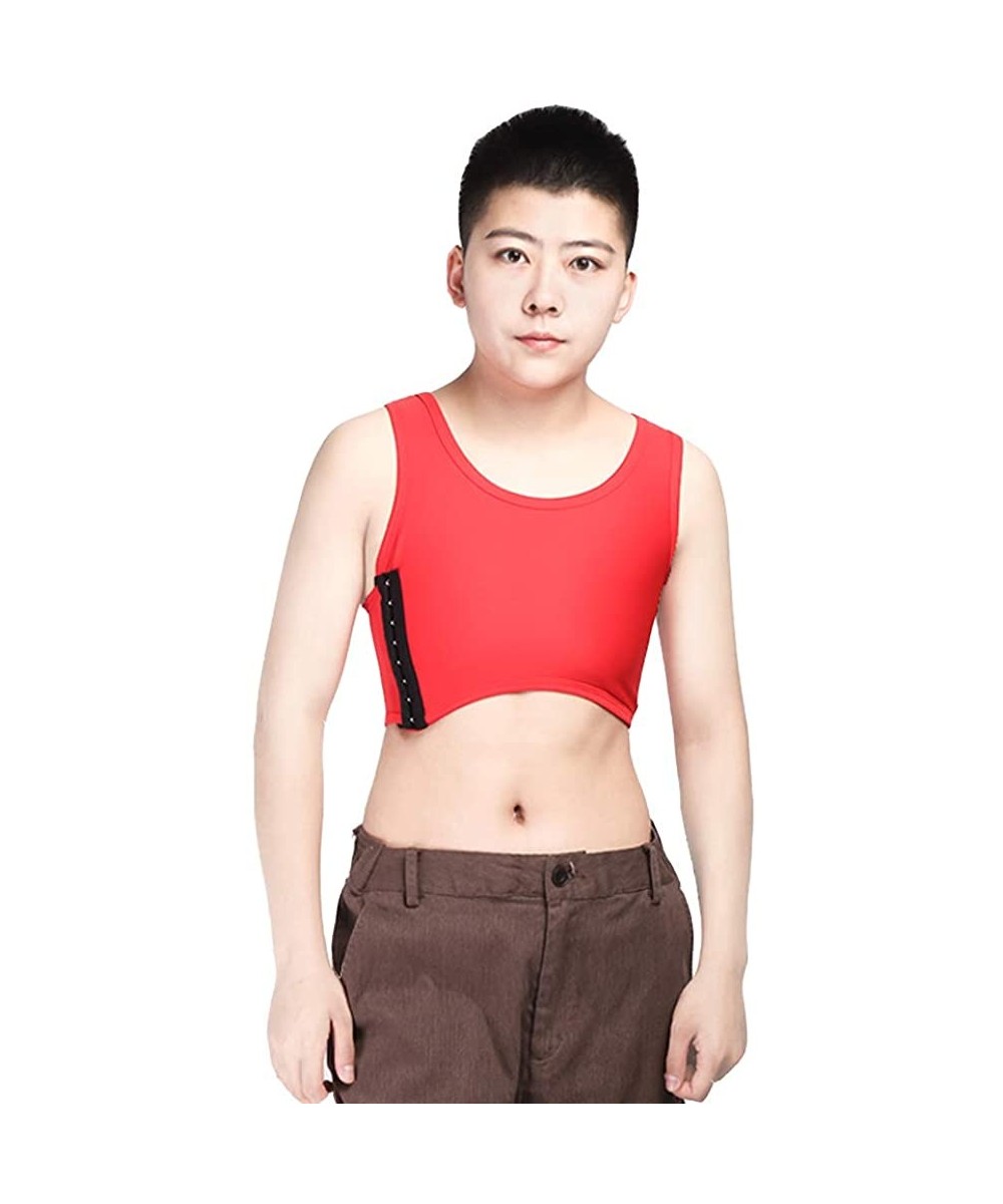 Bustiers & Corsets Mesh Breathable Clasps Chest Binder for Tomboy Trans Lesbian - Red - C8192ONHH5W