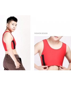 Bustiers & Corsets Mesh Breathable Clasps Chest Binder for Tomboy Trans Lesbian - Red - C8192ONHH5W