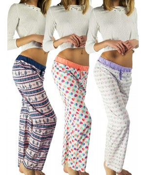 Bottoms Ladies Pajama Shorts/Pants- 100% Cotton PJ for Women- Pack of 3 Sleep Wear - Seahorse- Owls- Hearts - CW1937ZTRW7