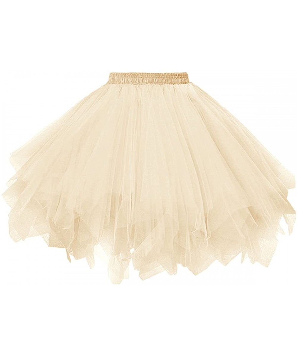 Slips Vintage 1950s Short Tulle Petticoat Ballet Bubble Tutu - Champagne - CU12LKQO21H