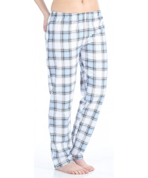 Sets Women's Cotton Flannel Long Sleeve Pajamas PJ Set - Light Blue Plaid - CN18O9KDT76