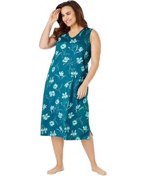 Nightgowns & Sleepshirts Women's Plus Size Long Sleeveless Sleepshirt Nightgown - Deep Teal Floral (2483) - CY199SMALG8