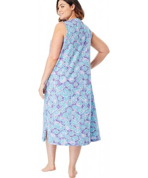 Nightgowns & Sleepshirts Women's Plus Size Long Sleeveless Sleepshirt Nightgown - Deep Teal Floral (2483) - CY199SMALG8