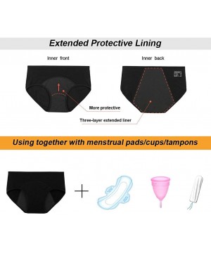 Panties Womens Cotton Period Panties Heavy Flow Menstrual Underwear 3 Pack - Black - CO18H6640GU