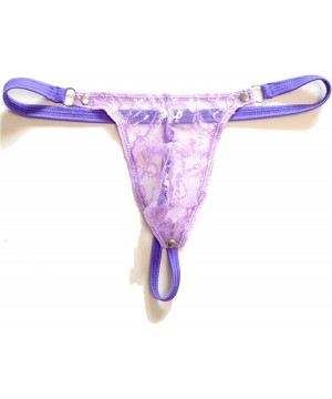 G-Strings & Thongs Thin Belt Men Lace Sissy Underwear Sexy Thong Tanga Low Rise Pouch G-String - Purple - C419E7I7W6U