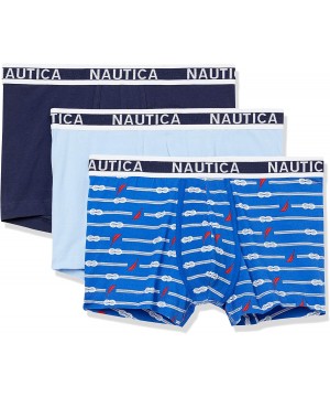 Trunks Men's Classic Cotton Stretch Trunk - Peacoat/Noon Blue/Seahorse Printblue - CA18WSA7WTL