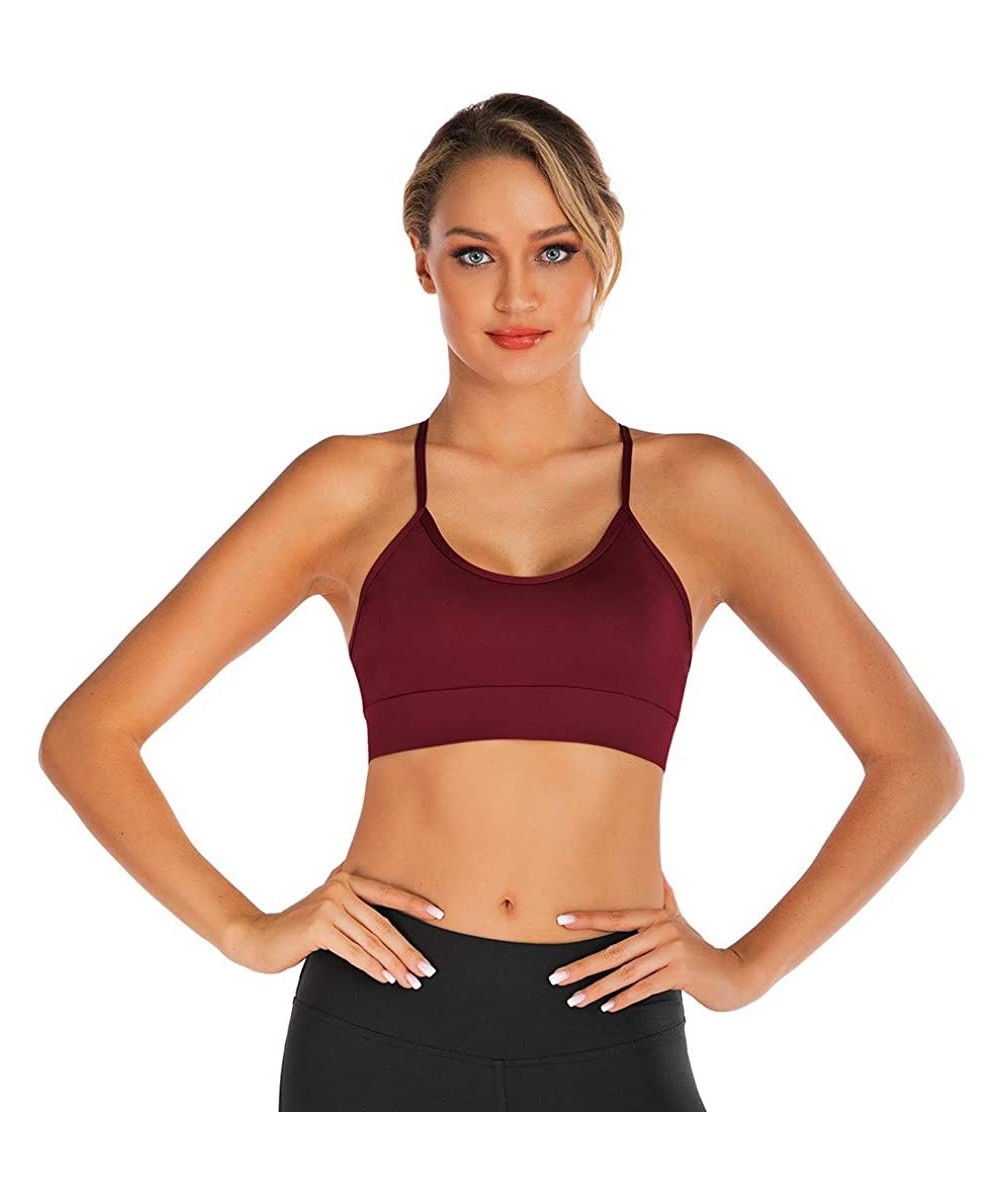 Bras Women Fashion Bandage Hollow Out Sports Bra Vest Tank Tops Running Fitness Yoga Bra - Red 02 - CP18AGQ9SIX