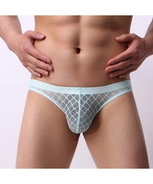 Briefs Sexy Underwear Bikini Briefs for Men Low Rise Stretch Breathable Bulge Pouch Transparent Lace Underpants - Sky Blue - ...