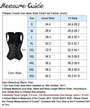 Bustiers & Corsets Women's Spiral Steel Boned Brocade Waist Cincher Underbust Corset Vest - Black - C011M64HH83