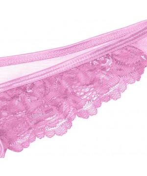 G-Strings & Thongs Men's Open Hole Underwear Sexy Lace O-Ring G-String Thongs Underwear Low Rise Bikini Panties - Pink - CT19...