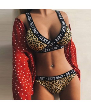 Nightgowns & Sleepshirts Women Leopard Print Lingerie Corset Underwire Muslin Underwear Set Bra Tops + Low Waist Shorts Yoga ...