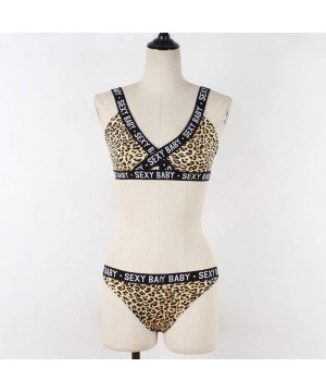 Nightgowns & Sleepshirts Women Leopard Print Lingerie Corset Underwire Muslin Underwear Set Bra Tops + Low Waist Shorts Yoga ...